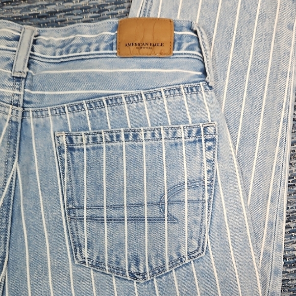 American Eagle Outfitters Light Blue Striped Skinny Jeans - Picture 6 of 11
